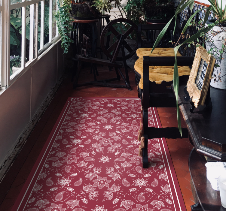 モザイク ビニールマット 華やかな花柄のタペストリー - TENSTICKERS