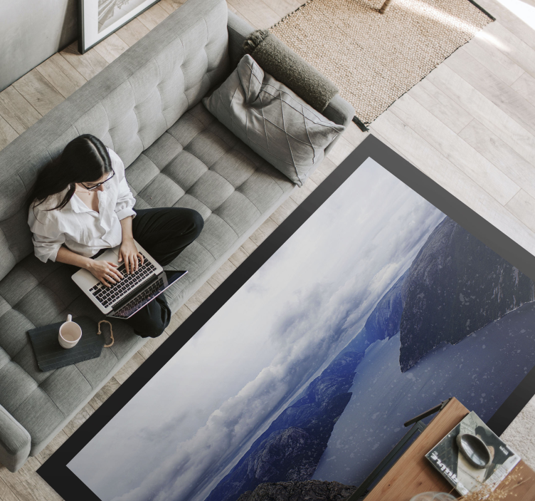 フォトミュラルネイチャー フィヨルドの空中写真 - TENSTICKERS