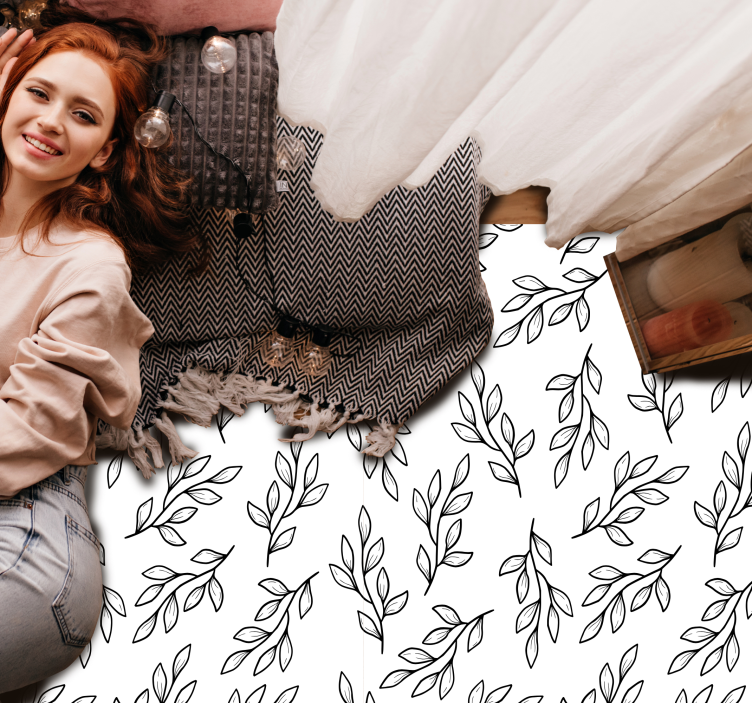 フォトミュラルネイチャー葉のある枝模様 - TENSTICKERS