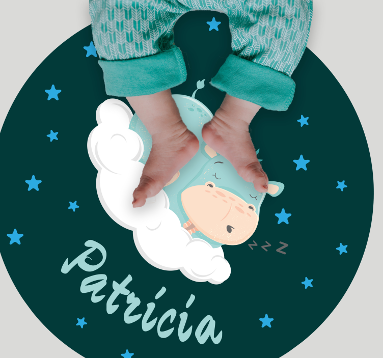 保育園 ビニールマット 名前入りスリーピーヒッポ - TENSTICKERS