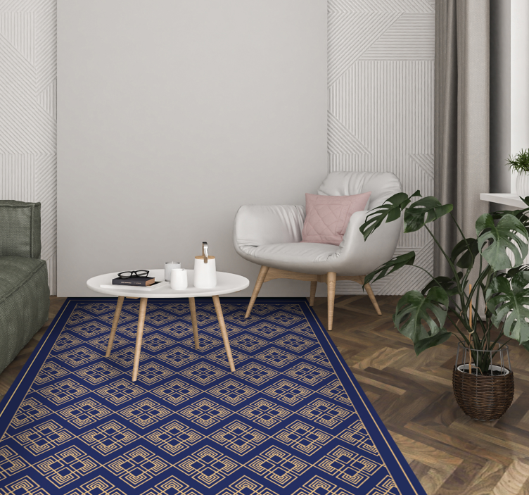 昔ながらの装飾的な青いヴィンテージの敷物 - TENSTICKERS