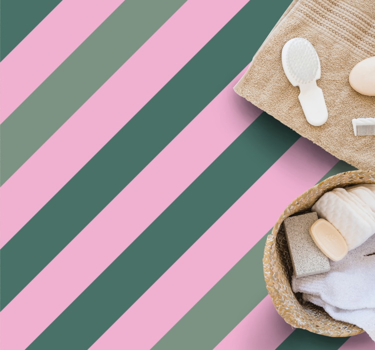 パステルピンクとグリーンのカラーブロックビニールラグ - TENSTICKERS