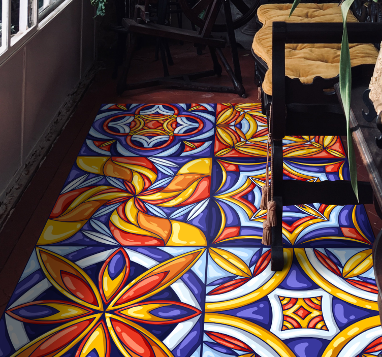 ポルトガルのタイルスタイルのビニールホールラグ - TENSTICKERS