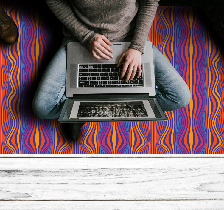 サイケデリックスなグルーヴィーなラインの長方形のラグ - TENSTICKERS