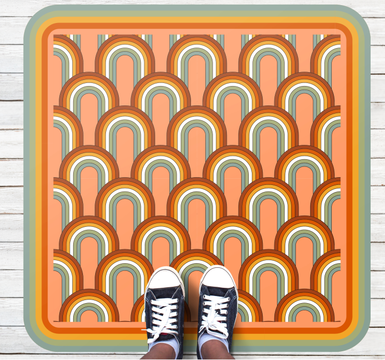 70年代のパターンのヴィンテージラグのような虹 - TENSTICKERS