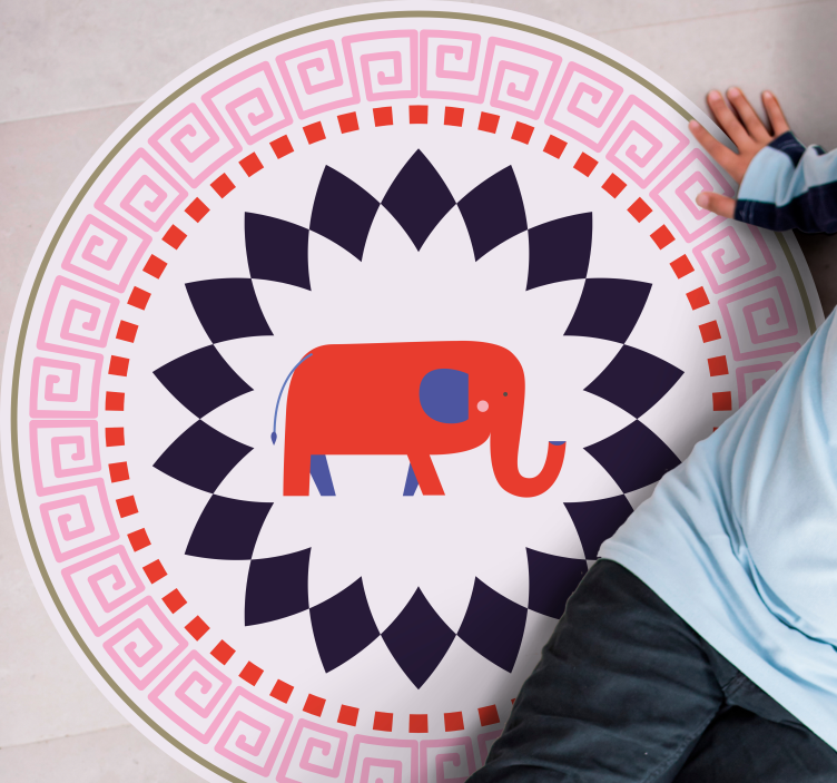 赤い民族象の赤ちゃんのプレイマット - TENSTICKERS