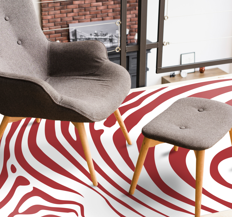 赤いゼブラストライプアニマルプリントビニールラグ - TENSTICKERS