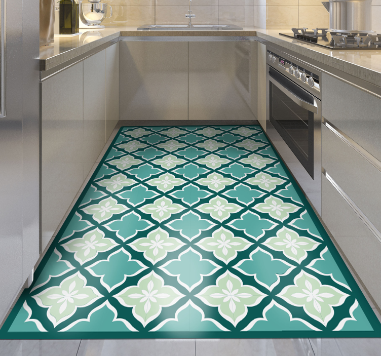 レトロなタイルパターンビニールラグモダンラグ - TENSTICKERS