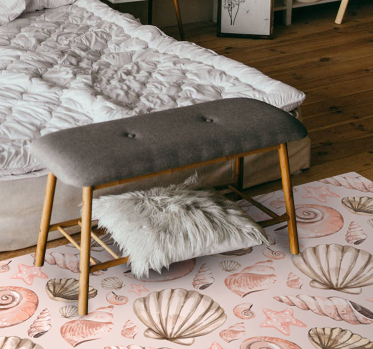 寝室用の貝殻動物ビニール敷物。 - TENSTICKERS