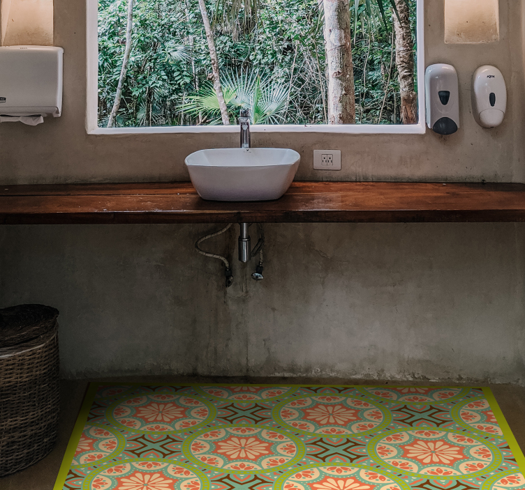 正方形のペルシャの緑のモザイクの床タイル - TENSTICKERS