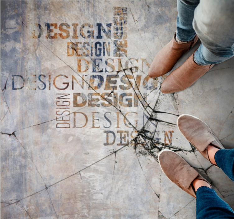 石の効果 ビニールマット ひび割れた石のタイポグラフィ - TENSTICKERS