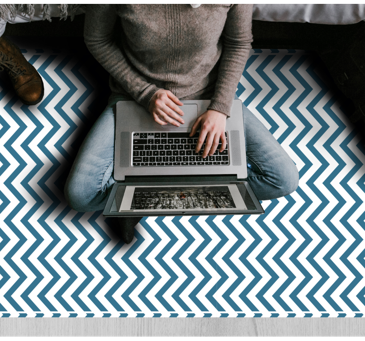 縞模様のビニールマット青と白のジグザグスタイル - TENSTICKERS