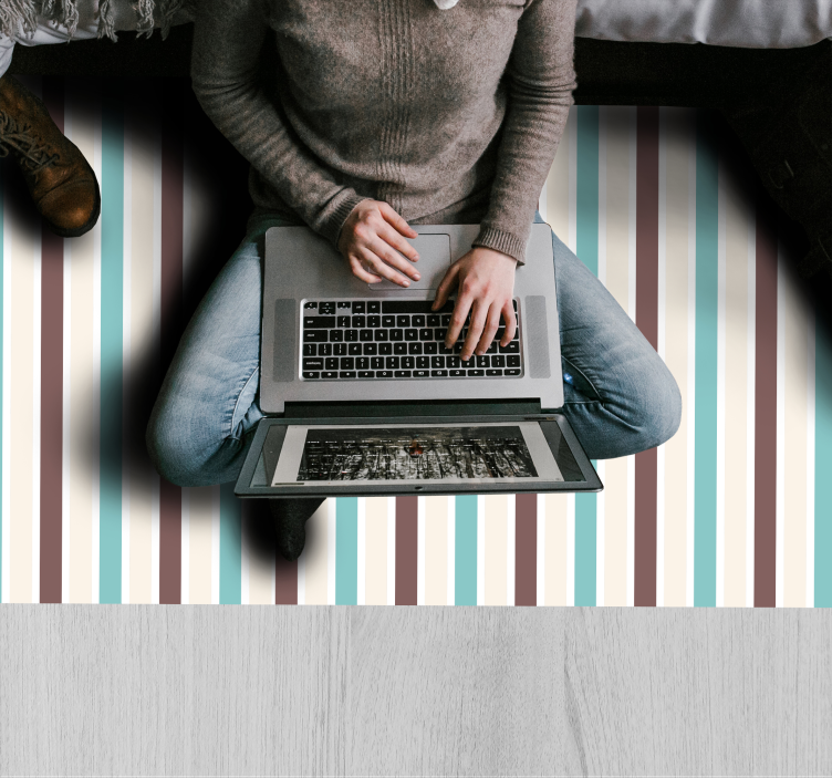 縞模様のビニールマット青いストライプのスペクトル - TENSTICKERS