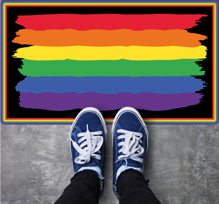 縞模様のビニールマットカラフルレインボーストライプス - TENSTICKERS