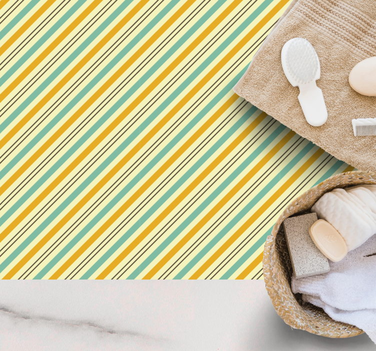 縞模様のビニールマット青と黄色の斜めストライプ - TENSTICKERS