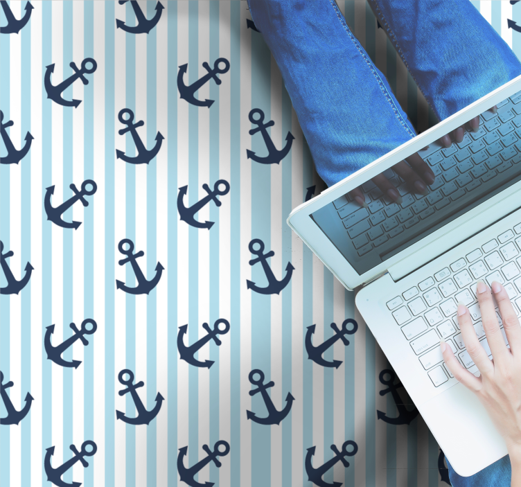 縞模様のビニールマット海洋アンカーモチーフ - TENSTICKERS