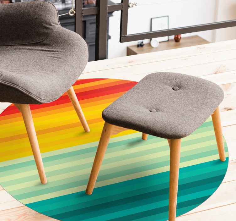 縞模様のビニールマット 虹色のストライプの円 - TENSTICKERS