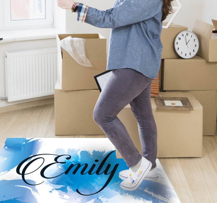 十代の若者たち ビニルマット 名前入り青い水しぶき - TENSTICKERS