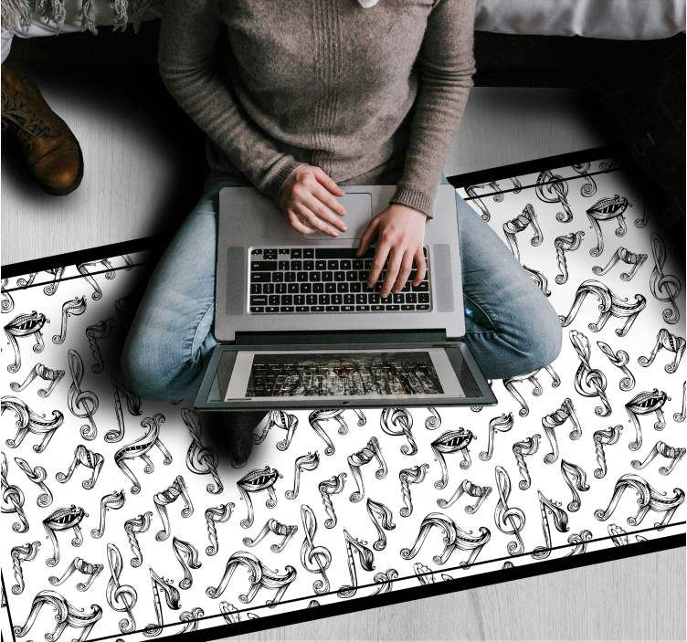 十代の若者たち ビニルマット 音符のデザイン - TENSTICKERS