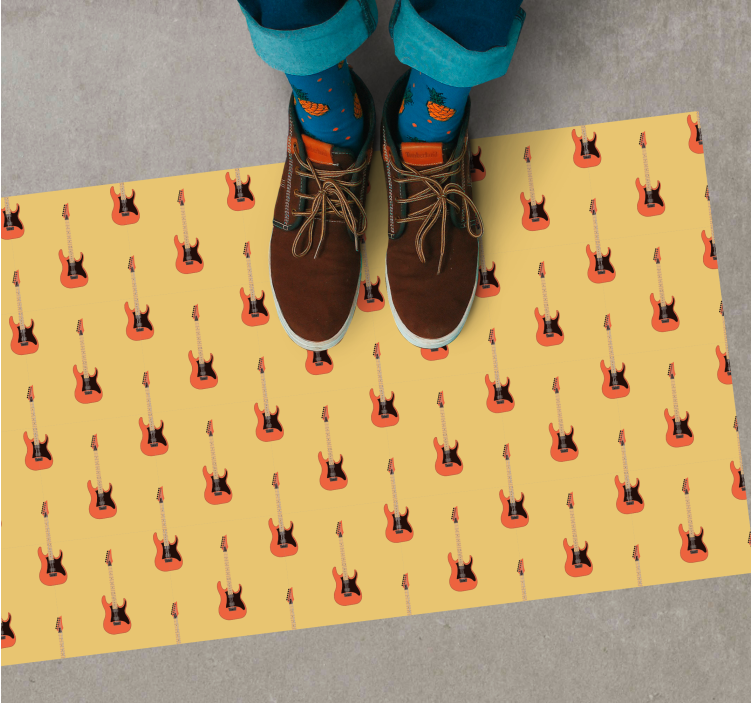 十代の若者たち ビニルマット ロッキングギターのパターン - TENSTICKERS