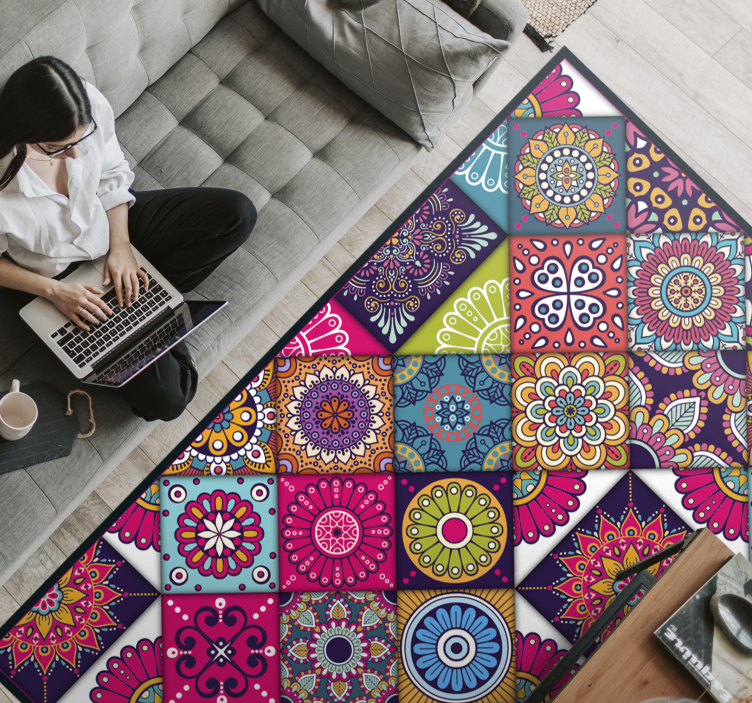 豪華なタイル構成ビニール敷物 - TENSTICKERS