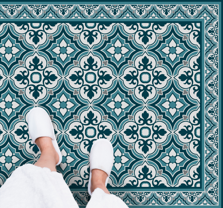 ビニール タイル カーペット エレガントブルーモチーフ - TENSTICKERS