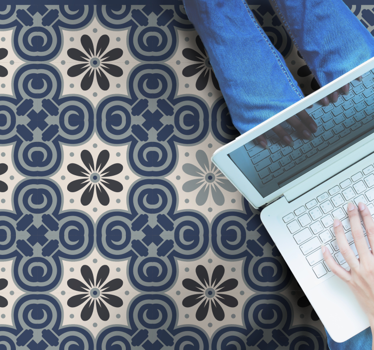 ビニール タイル カーペット エレガントフローラルコンポジション - TENSTICKERS