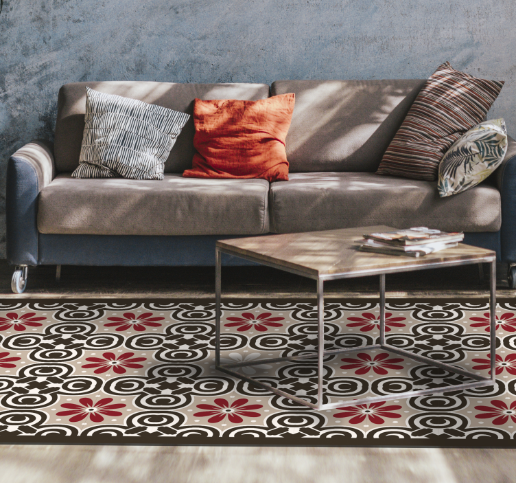 ビニール タイル カーペット フローラルサークルパターン - TENSTICKERS