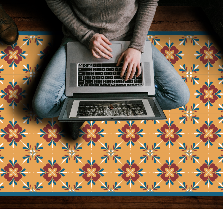 ビニール タイル カーペット 花のモザイクのハーモニー - TENSTICKERS