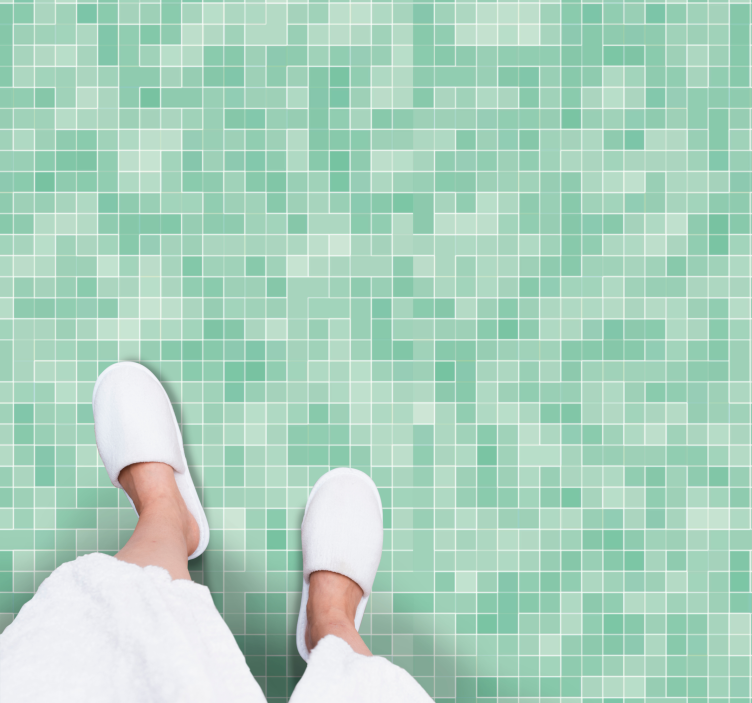 ビニール タイル カーペット ミントモザイクパターン - TENSTICKERS