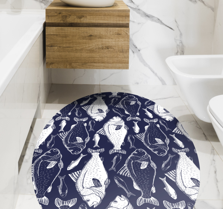 海の魚の下でビニールの敷物 - TENSTICKERS