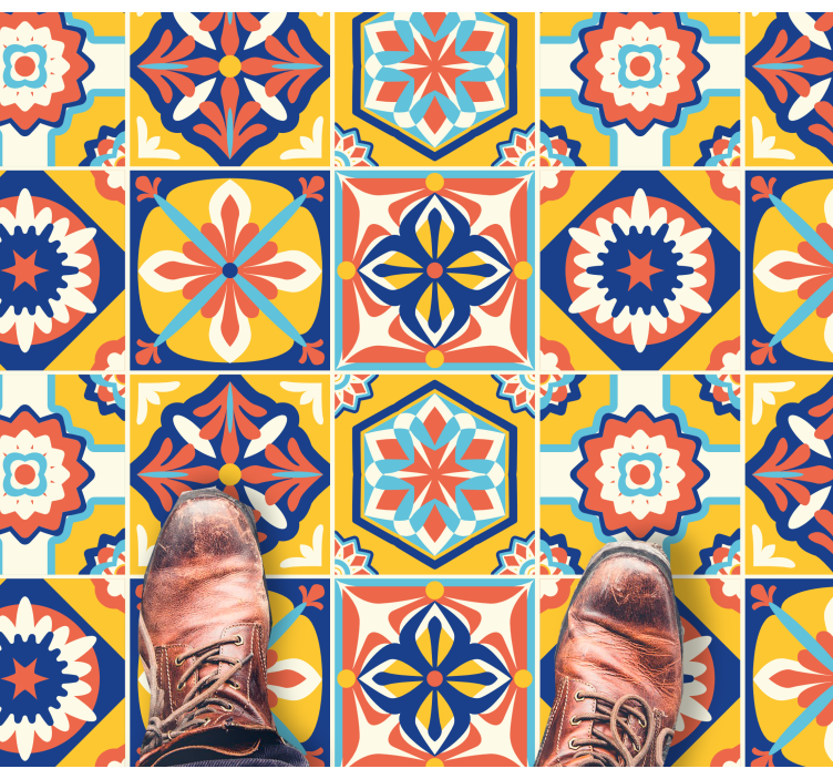 暖かい色合いは台所の床タイルを着色します - TENSTICKERS