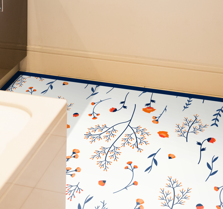 野生の花柄のキッチンの床タイル - TENSTICKERS