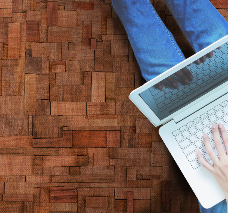 木効果 ビニールマット 暖かいブロックパターン - TENSTICKERS