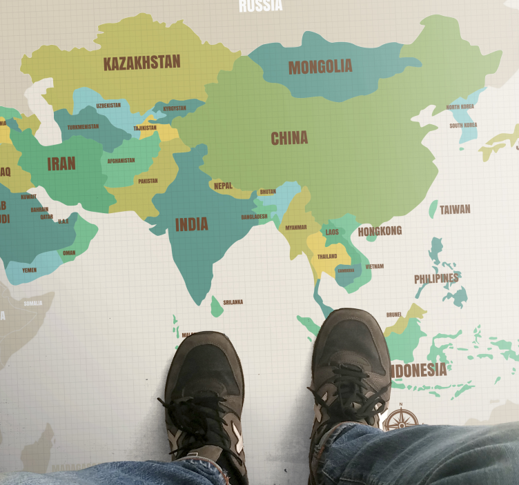 世界地図 ビニールマット 地図装飾 - TENSTICKERS