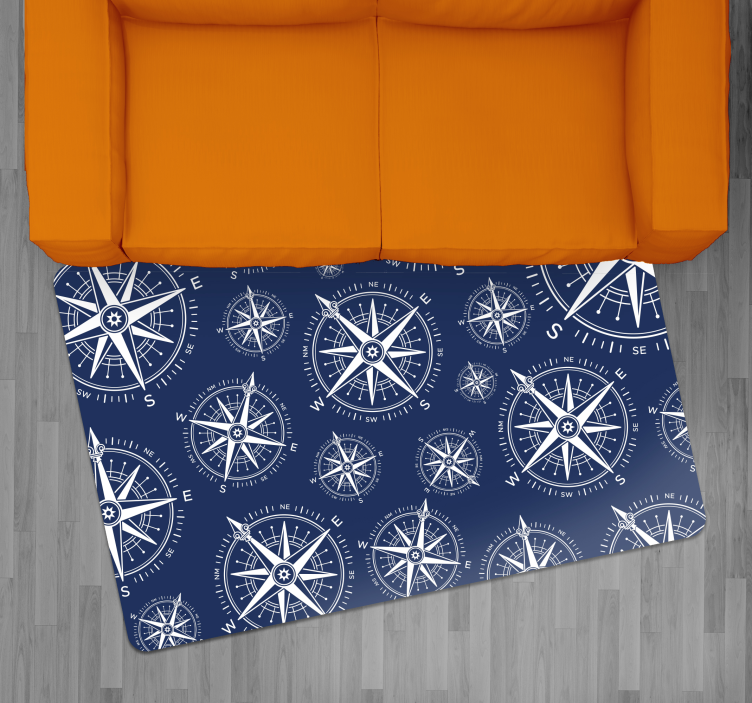 世界地図 ビニールマット 航海用コンパスのパターン - TENSTICKERS