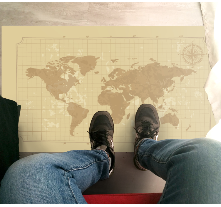 世界地図 ビニールマット ヴィンテージグラフィックマップ - TENSTICKERS