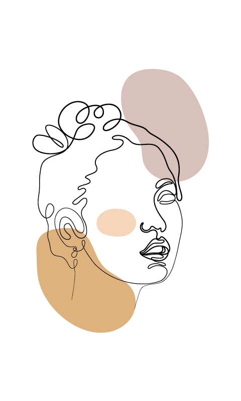 ビニール マット 白 抽象的な顔と円 - TENSTICKERS