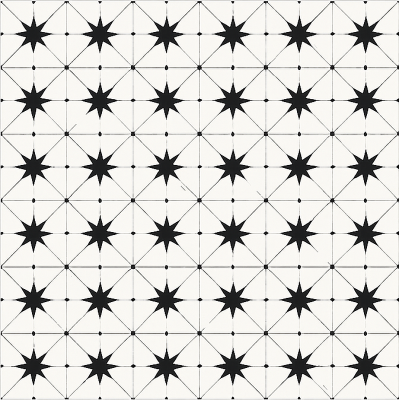 ダイニングルーム ビニールマット エンカウスティックの星模様 - TENSTICKERS