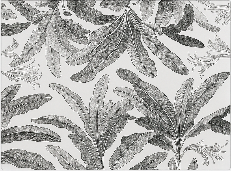 キッチン マット ビニール 優雅なグレーのヤシの木 - TENSTICKERS