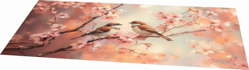 リビングルーム ビニールマット 枝に止まる二羽の鳥 - TENSTICKERS