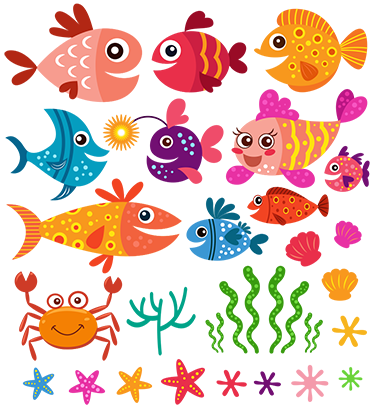 動物 ビニールマット 子供向けの魚 - TENSTICKERS