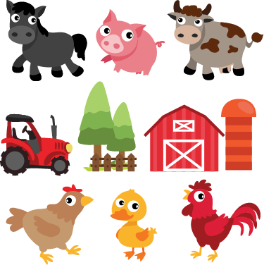 動物 ビニールマット カラフルな農場 - TENSTICKERS