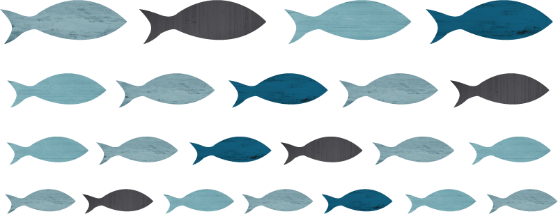 動物 ビニールマット 青い魚のシルエット - TENSTICKERS