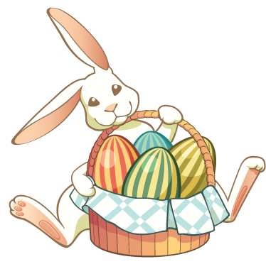 動物 ビニールマット イースターバニーとバスケット - TENSTICKERS