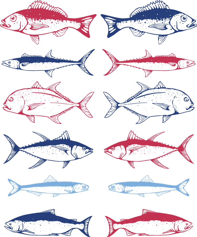 動物 ビニールマット 手描きの魚シート - TENSTICKERS