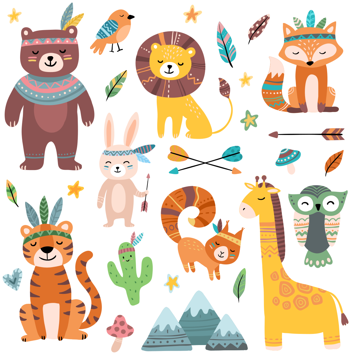 動物ビニールマット赤ちゃんの野生動物 - TENSTICKERS