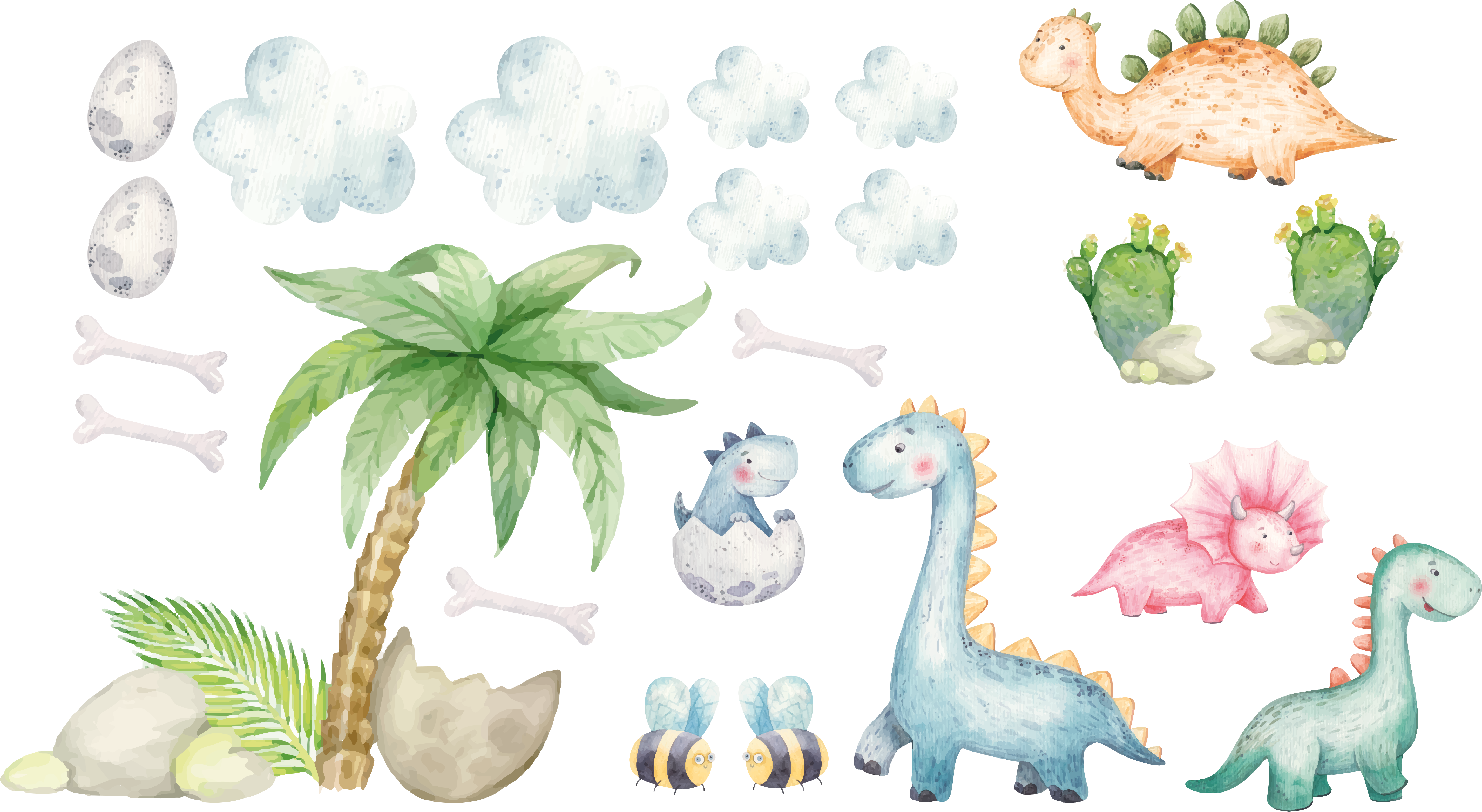 動物ビニールマットかわいい水彩恐竜 - TENSTICKERS