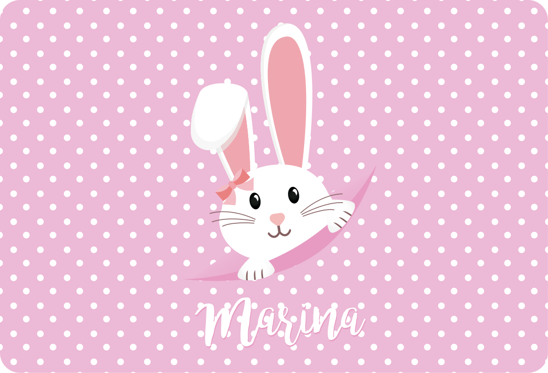 動物 ビニールマット 名前入りかわいいウサギ女の子用 - TENSTICKERS