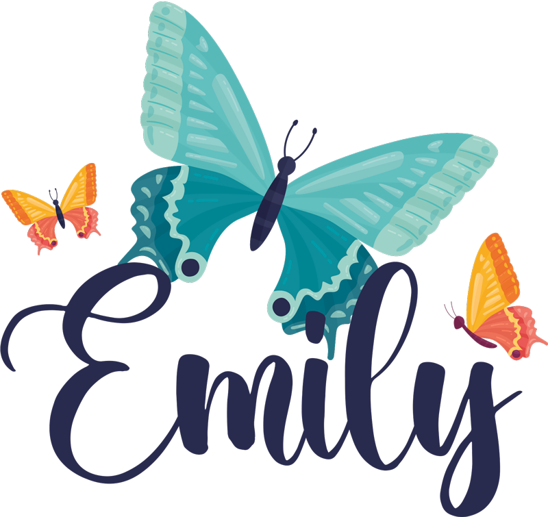 動物 ビニールマット 名入りバイカラー蝶々 - TENSTICKERS